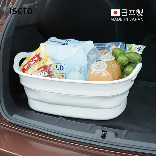 【ISETO 伊勢藤】日製橢圓形多功能伸縮折疊式水桶/寵物浴盆-23L-2色可選(洗臉盆/摺疊盆/洗衣盆/摺疊水桶)