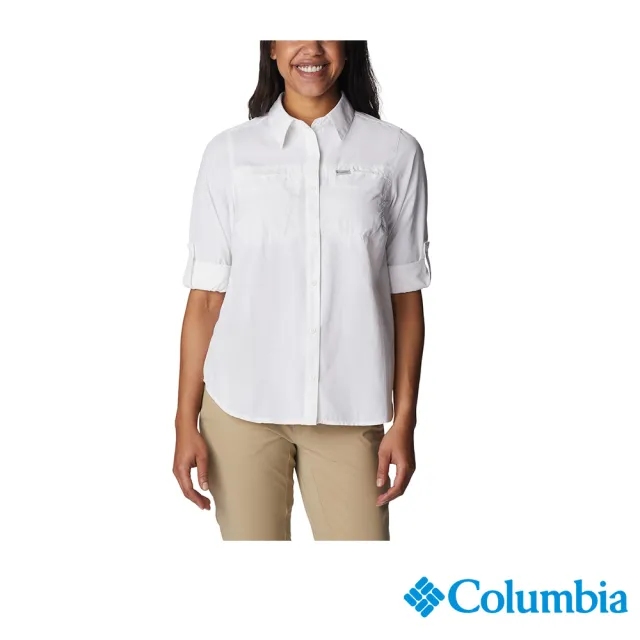 【Columbia 哥倫比亞】女款-防曬UPF50快排長袖襯衫-白色(UAR03560WT/JS)