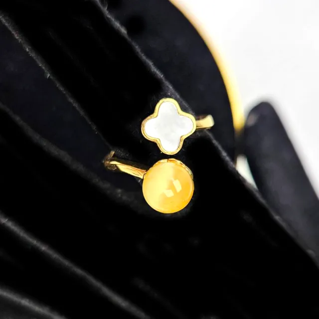 鍍24K金蜜蠟戒指