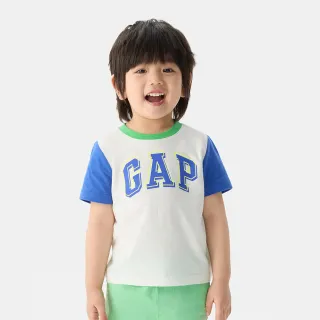 【GAP】男幼童裝 Logo純棉印花圓領短袖T恤-白色(767439)