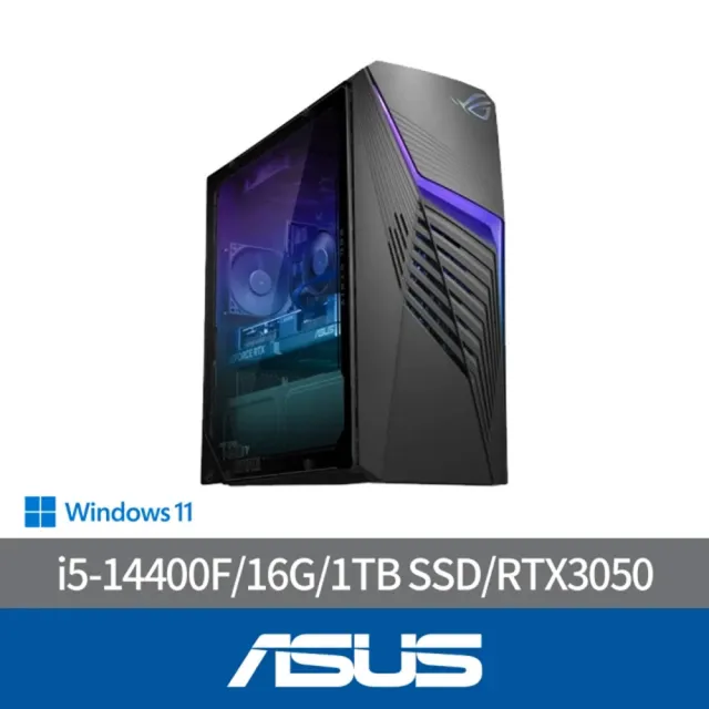 【ASUS 華碩】i5 RTX3050電競電腦(i5-14400F/16G/1TB SSD/RTX3050/W11/G13CHR-51440F199W)