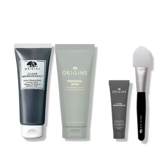 【ORIGINS 品木宣言】黑粉真愛面膜組(泥娃娃活性碳面膜75ml+粉美肌面膜75ml)      