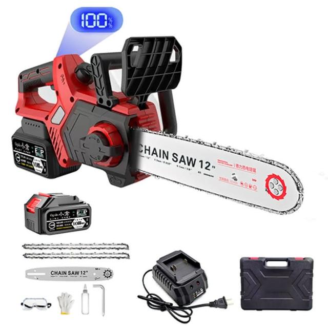 【Ogula 小倉】電鏈鋸 鏈鋸機 可鋸60公分 帶電量顯示 4280W大功率伐木鋸(12寸無刷鏈鋸十節一電+座充+2鏈條)