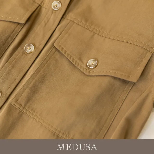 【MEDUSA 曼度莎】現貨-工裝風衣感鈕釦休閒洋裝 - 2色（M-XL）｜休閒洋裝 腰帶洋裝 短洋裝(601-91506)