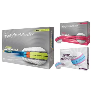 【TaylorMade】360度加強瞄準 Tour Response Stripe 高爾夫球 三層球(一次3盒 直接擁有多種顏色圈圈球)
