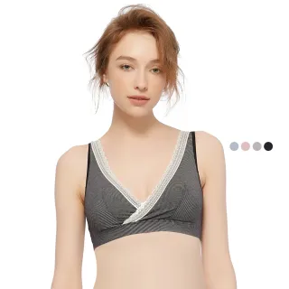 【Gennies 奇妮】3件組*哺乳內衣 咖啡紗交叉款無鋼圈內衣(共3色)