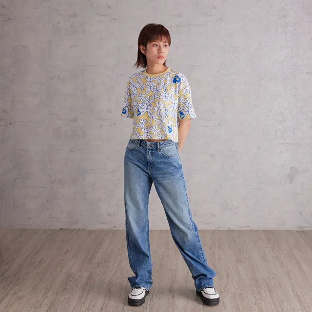 【Lee】女裝 短袖T恤 / 滿版印花 奶油黃 季節性版型(LB502056956)