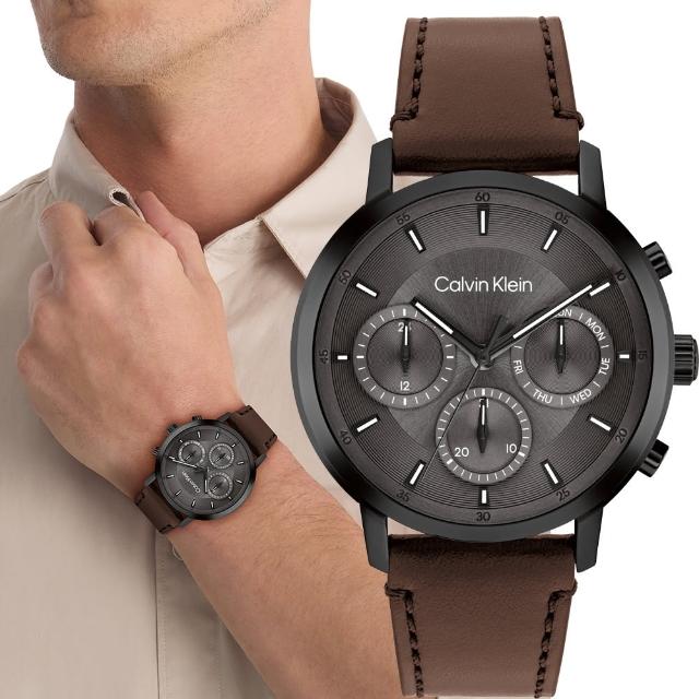 【CALVIN KLEIN】CK Gauge 多功能日曆三眼手錶-42mm 送禮 禮物 推薦(25200498)