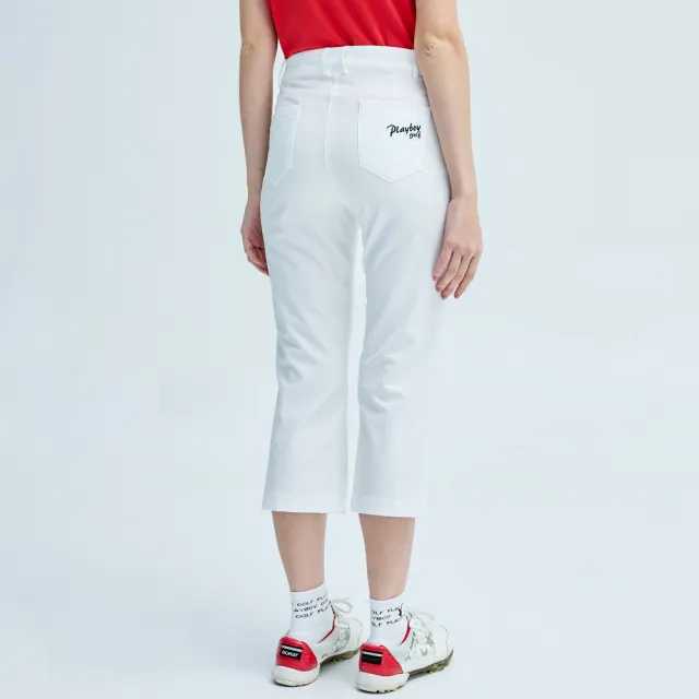 【PLAYBOY GOLF】女款後貼口袋高爾夫休閒八分褲-白(吸濕排汗/高爾夫球褲/KE25102-87)
