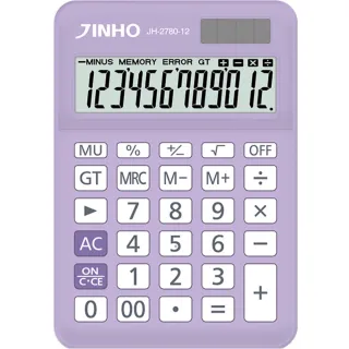 【JINHO 京禾】12位元雙電源桌上型計算機JH-2780-12-紫色(辦公室文具 學生必備 輕巧型)