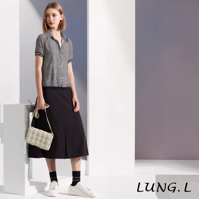 【LUNG.L 林佳樺】LS36A 黑白細條紋假兩件短袖女裝上衣(春夏新品)