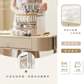 【Clook 鹿客家居】典雅收納盒-防塵化妝品抽屜收納組(口紅架 化妝品 多功能收納盒 化妝收納  刷具收納)