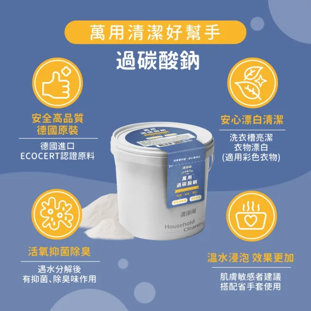【清淨海】萬用小蘇打檸檬酸過碳酸鈉 3入組(家庭清潔/除垢/除臭/去味/洗衣機清潔/去霉/巧檸酸/巧蘇打)