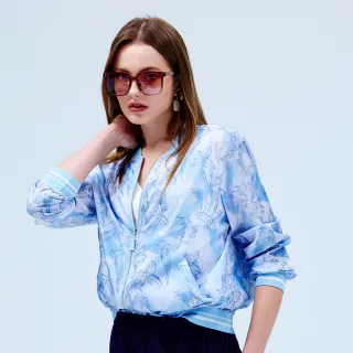 【KERAIA 克萊亞】水藍花園超輕薄防曬棒球外套