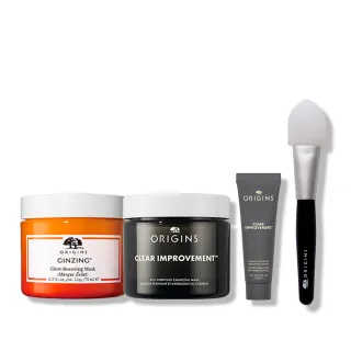 【ORIGINS 品木宣言】完美元氣面膜組(元氣十足亮顏C面膜  75ml +泥娃娃活性碳奇亞籽面膜 75ml)