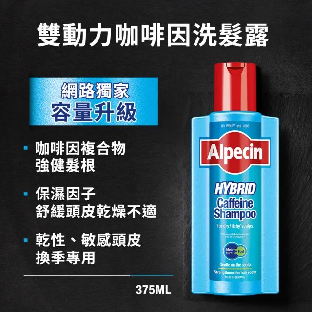 【Alpecin】雙動力咖啡因洗髮露375ml(三入組)