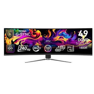 【MSI 微星】MPG 491CQPX QD-OLED 49型 曲面電競顯示器(4K/DQ-OLED/240Hz/DP+HDMI+Type C/G-Sync)