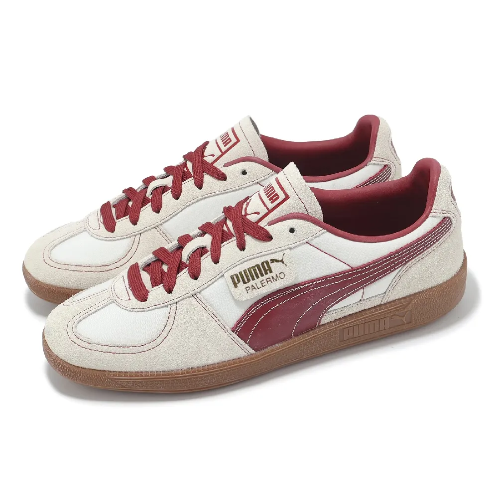【PUMA】休閒鞋 Palermo OG 男鞋 女鞋 米 紅 復古 麂皮 德訓鞋(383011-14)
