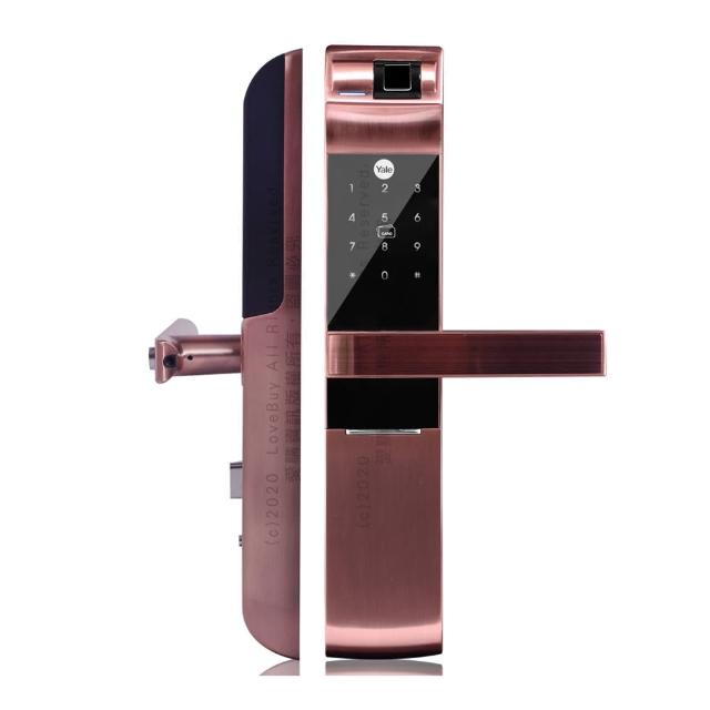 【Yale 耶魯】YDM-7116A 指紋/卡片/密碼/鑰匙 智能電子鎖/門鎖 玫瑰金(附基本安裝)