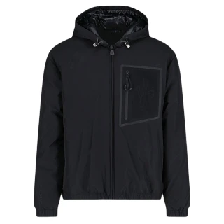 【MONCLER】春夏新款 男款 BERGUN 連帽雙面羽絨外套-黑色(4號USA-XL)