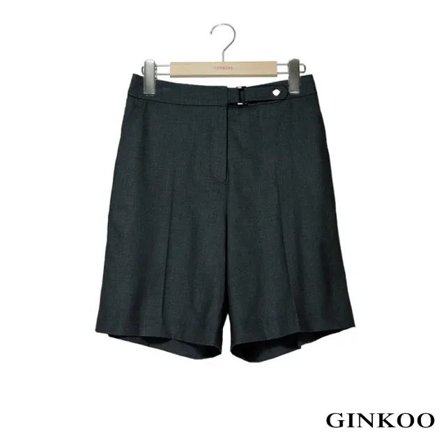 【GINKOO 俊克】腰釦飾後鬆緊西裝短褲