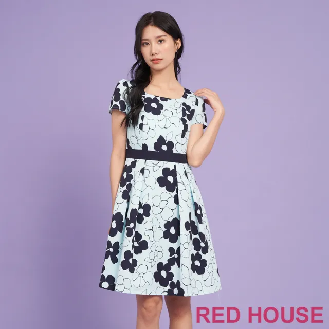 【RED HOUSE 蕾赫斯】典雅花朵印花洋裝(淺綠色)