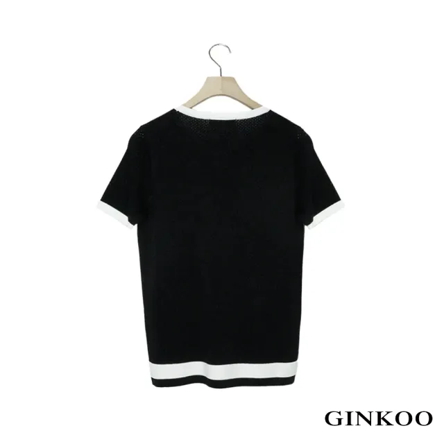 【GINKOO 俊克】雙肩小網眼針織上衣