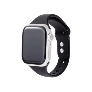 【Gramas】Apple Watch 44/45/46/49mm 矽膠雙扣錶帶(黑色)
