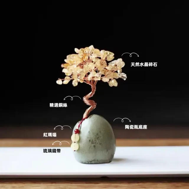 【A&R】發財水晶樹聚寶盆 創意盆栽款(開業 聚財 喬遷 風水 搖錢樹 裝飾品 玄關 招財 聚財 送禮 生日 交換)