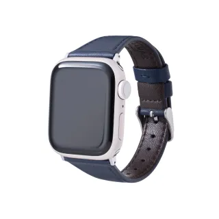 【Gramas】Apple Watch 44/45/46/49mm 莫蘭迪仕女真皮錶帶(藍色)
