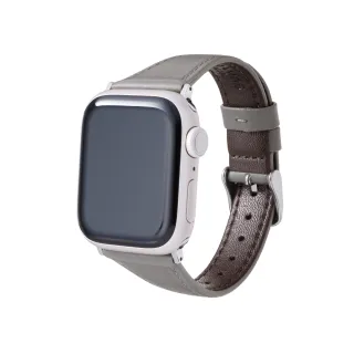 【Gramas】Apple Watch 44/45/46/49mm 莫蘭迪仕女真皮錶帶(灰)