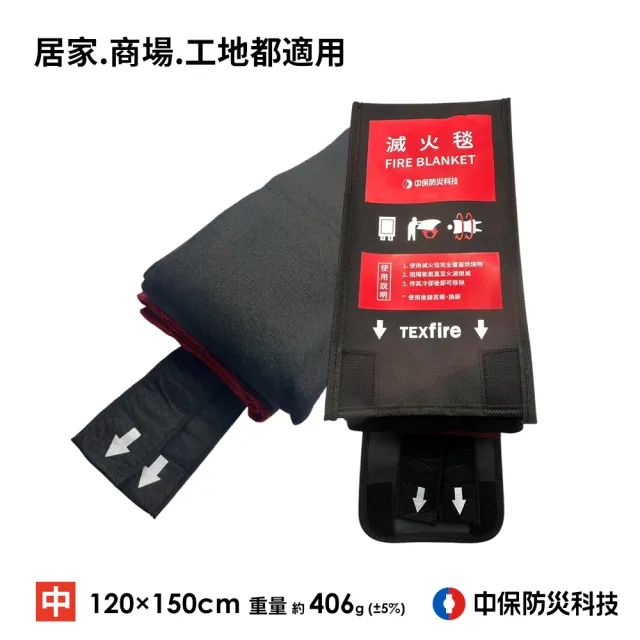 【中保防災科技】TEXfire滅火毯-中-120x150cm(用於火場逃生、阻燃、撲滅火源)