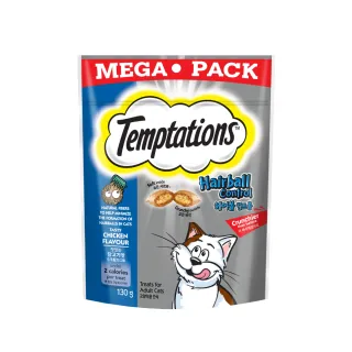 即期品【TEMPTATIONS 喵愛餡】貓點心10入 化毛配方口味130g(寵物/貓零食/貓食)
