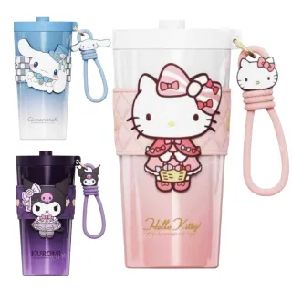 【小禮堂】Sanrio 三麗鷗 不鏽鋼保溫杯附矽膠杯套 650ml 漸層裝扮款 Kitty 大耳狗 酷洛米(平輸品)