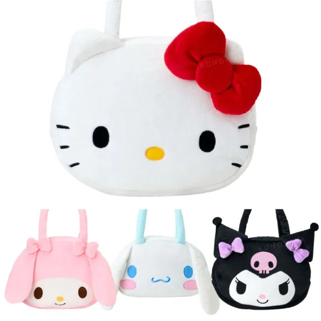 【小禮堂】雙11 Sanrio 三麗鷗 絨毛造型大側背包 大臉 2025新生活 Kitty 美樂蒂 大耳狗 酷洛米( 