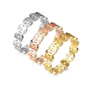 【VIA】鈦鋼戒指 銅錢戒指/錢多多招財轉運銅錢造型316L鈦鋼戒指(3色任選)