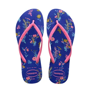 【havaianas 哈瓦仕】拖鞋 女鞋 夾腳拖 小花 Slim Romance 藍粉 4136977-2711W(哈瓦士)