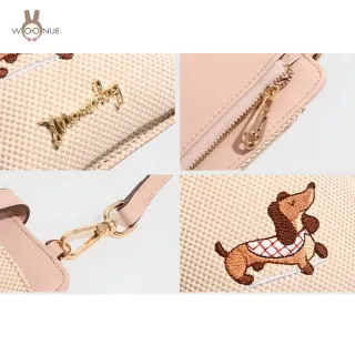 【WOONUE】日系可愛臘腸狗刺繡女包手機包零錢包斜背包旅行背包(閨蜜老婆女友媽媽生日聖誕交