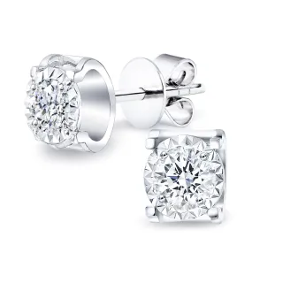 【King Star】GIA 60分 Dcolor 天然鑽石耳環 雋永牛頭 無螢光(3Excellent極優 八心八箭)