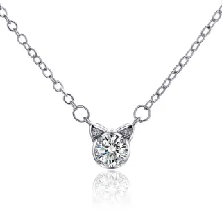 【Luster】38女王!貓咪 30分 D/VS 培育鑽 純銀 鑽石項鍊(禮物傳遞摯愛閃耀永恆)