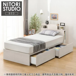 【NITORI 宜得利家居】◎雙人床座 床架 NS-004 WW 抽屜款 附充電孔 附小夜燈(床座 床架 充電)