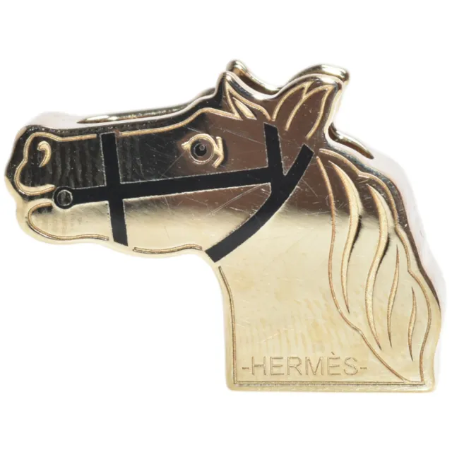 【Hermes 愛馬仕】Hermes Quadrige黑色四輪馬車絲巾扣環-展示品(H603222S-BLK-展)