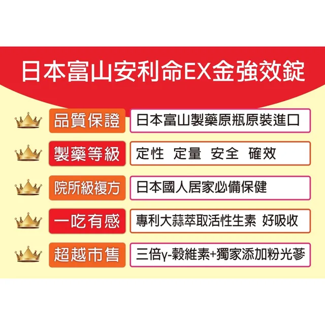 【富山藥品】富山安利命EX金強效錠 維他命B12(6盒加碼贈30錠x2盒（共600錠）)