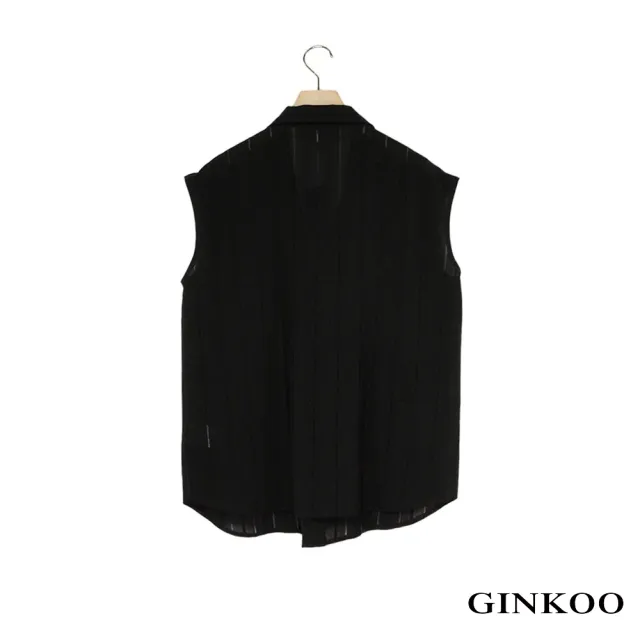 【GINKOO 俊克】領帶式雪紡無袖襯衫