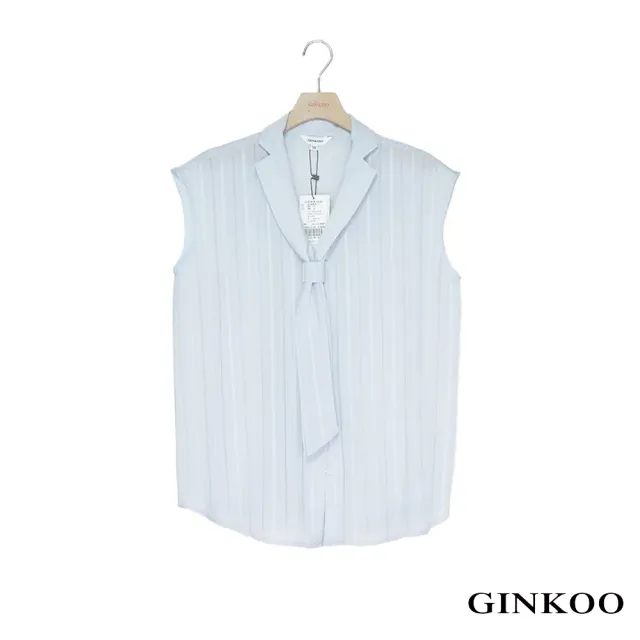 【GINKOO 俊克】領帶式雪紡無袖襯衫