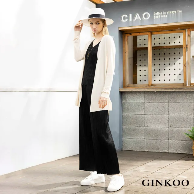 【GINKOO 俊克】後車線針織長罩衫