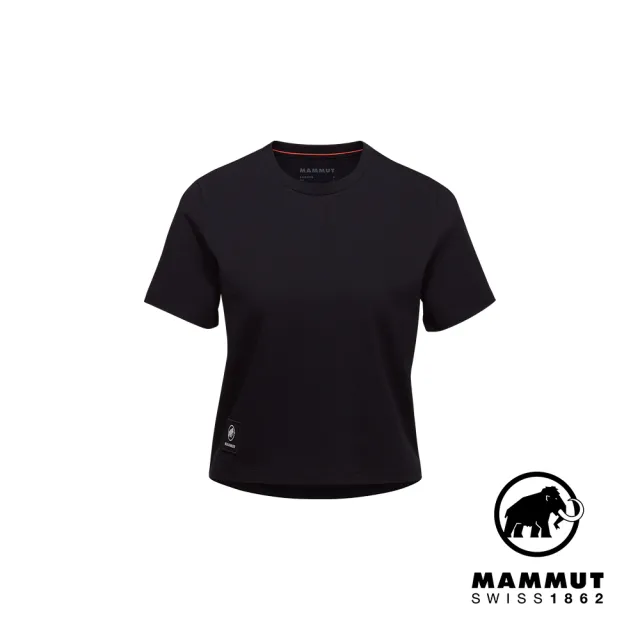 【Mammut 長毛象官方直營】Massone T-Shirt Cropped Women Patch 有機棉短版短袖T恤 黑色 女款 #1017-05180