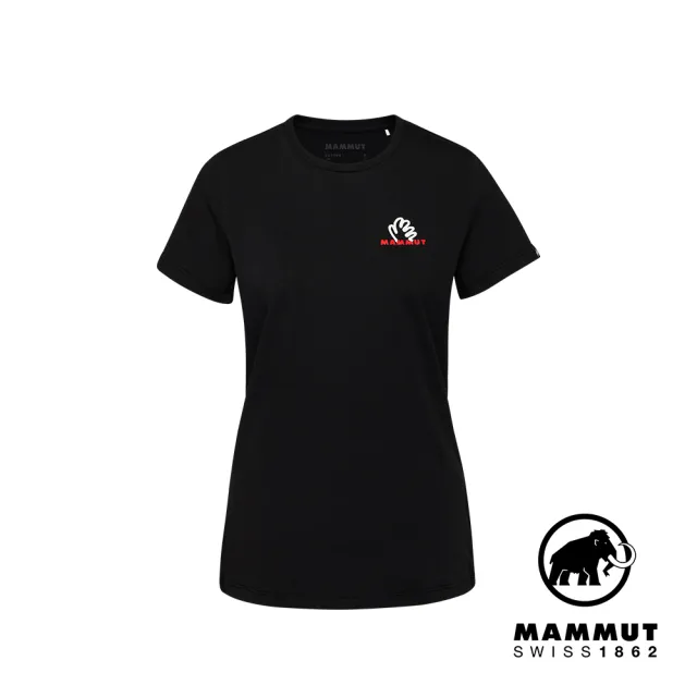 【Mammut 長毛象官方直營】Massone T-Shirt Hold Women 有機棉舒適透氣短袖上衣 女款 黑色 #1017-05244