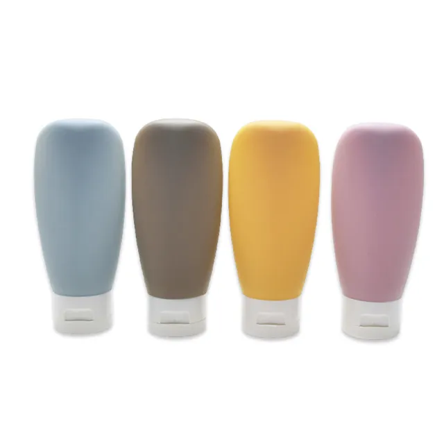 【Future goal居家生活館】旅行分裝瓶60ml*4入 空瓶 按壓瓶(乳液瓶 洗髮分裝瓶 分裝罐 贈收納袋)