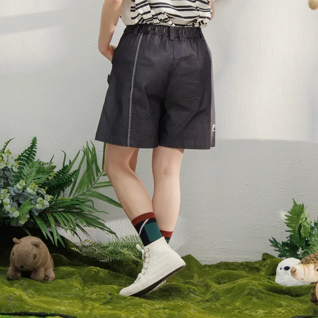 【MOSS CLUB】正反面配腰鬆緊帶工裝短褲(黑 綠 咖)